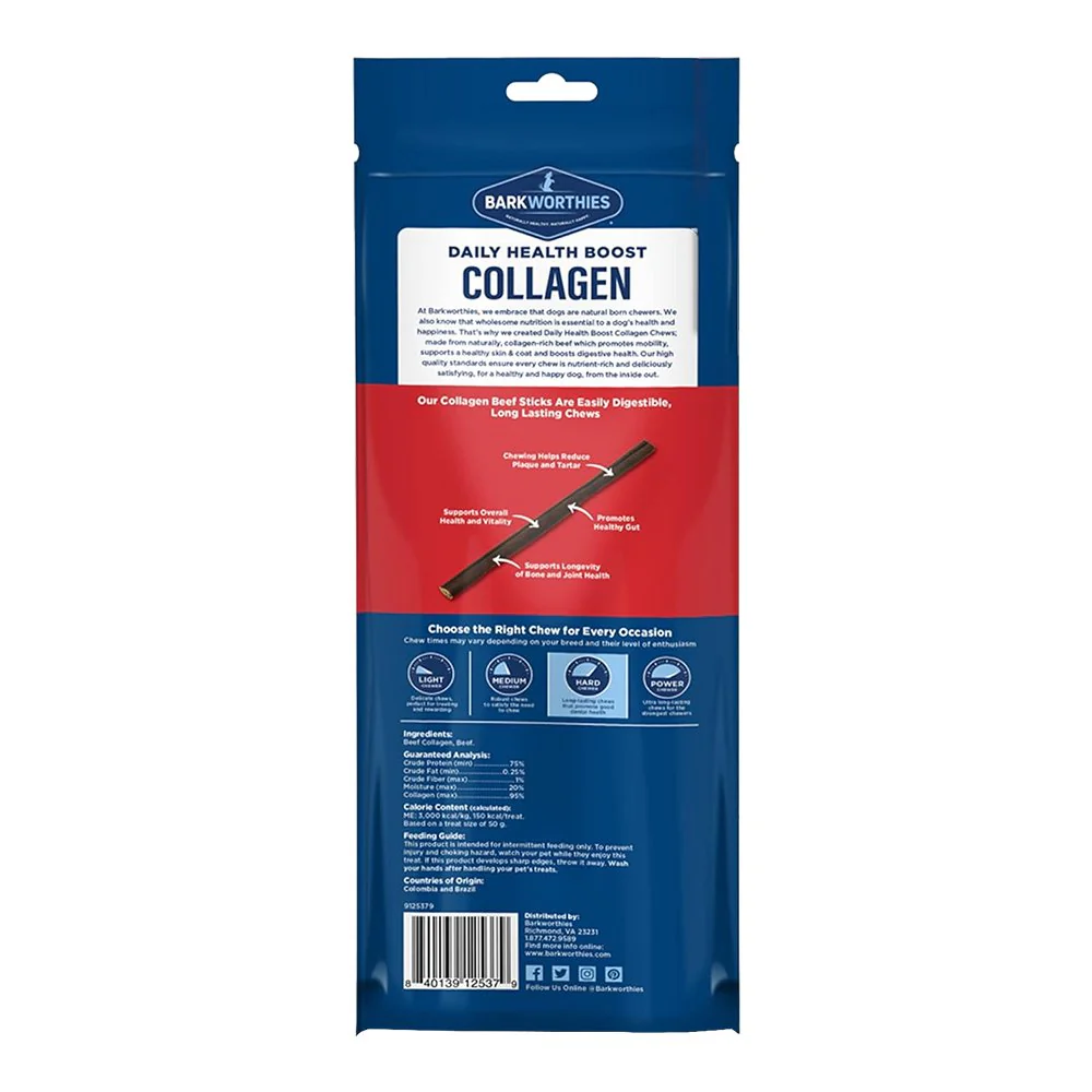 Barkworthies 12" Collagen Beef Stick Large Dog Chew 6 Count 8.4-oz - Image 2