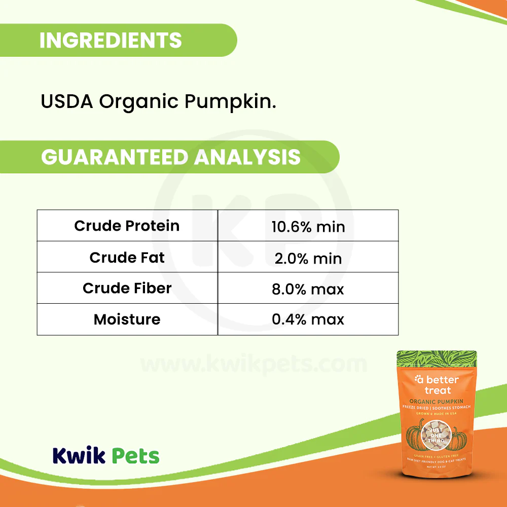 A Better Treat Just One Thing Freeze Dried Dog & Cat Treats USDA Organic Pumpkin 1-oz - Image 5