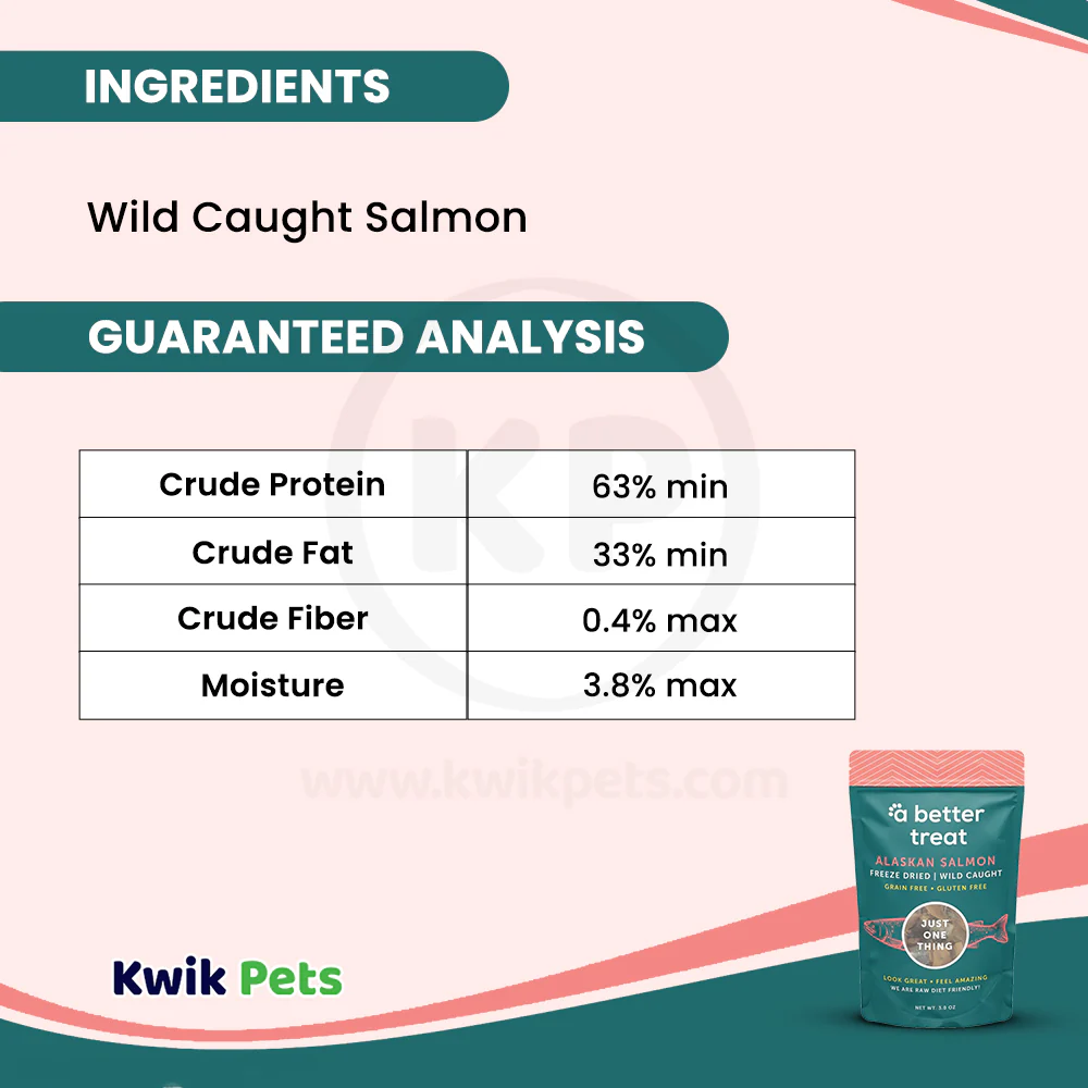 A Better Treat Just One Thing Freeze Dried Dog & Cat Treats Wild Caught Salmon 3-oz - Image 5