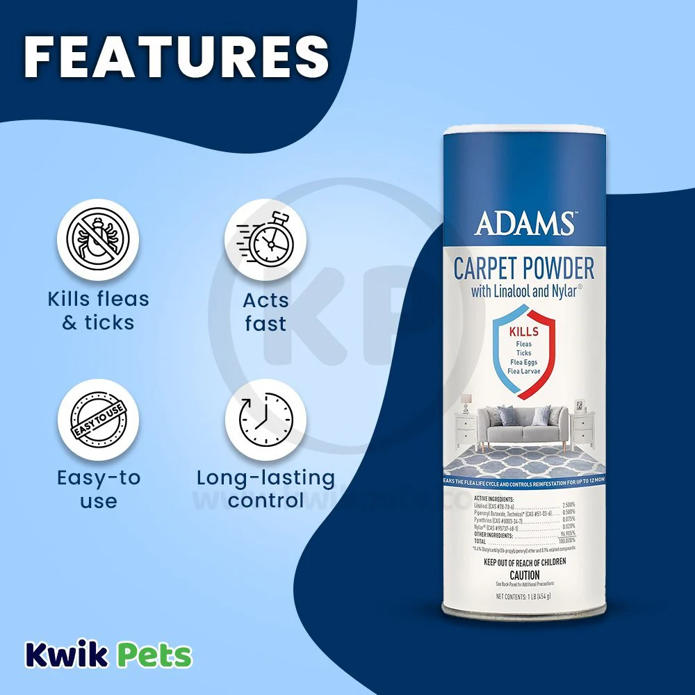 Adams Carpet Powder with Linalool and Nylar 16-oz - Image 2