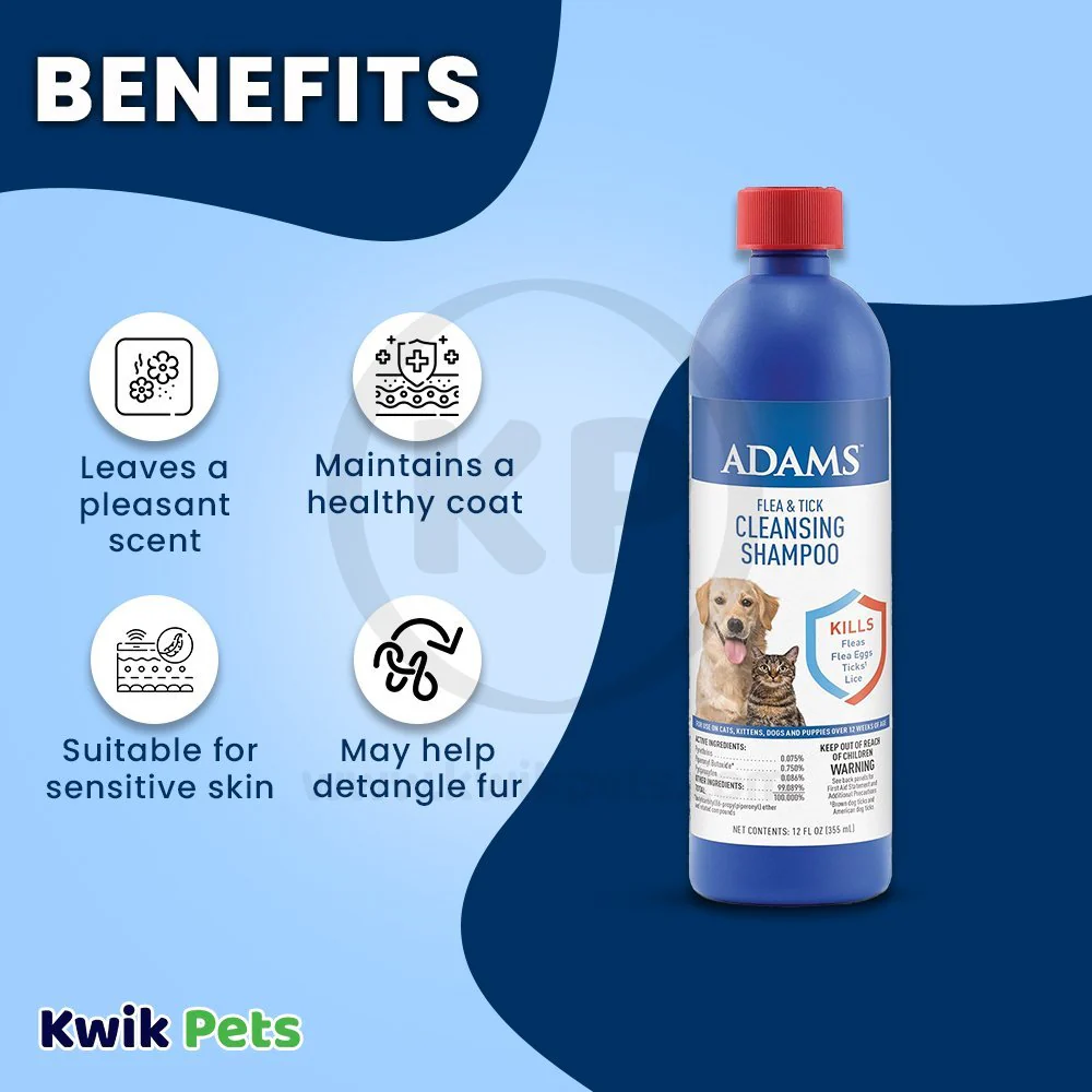 Adams Flea & Tick Cleansing Shampoo for Dogs & Cats 12-oz - Image 3