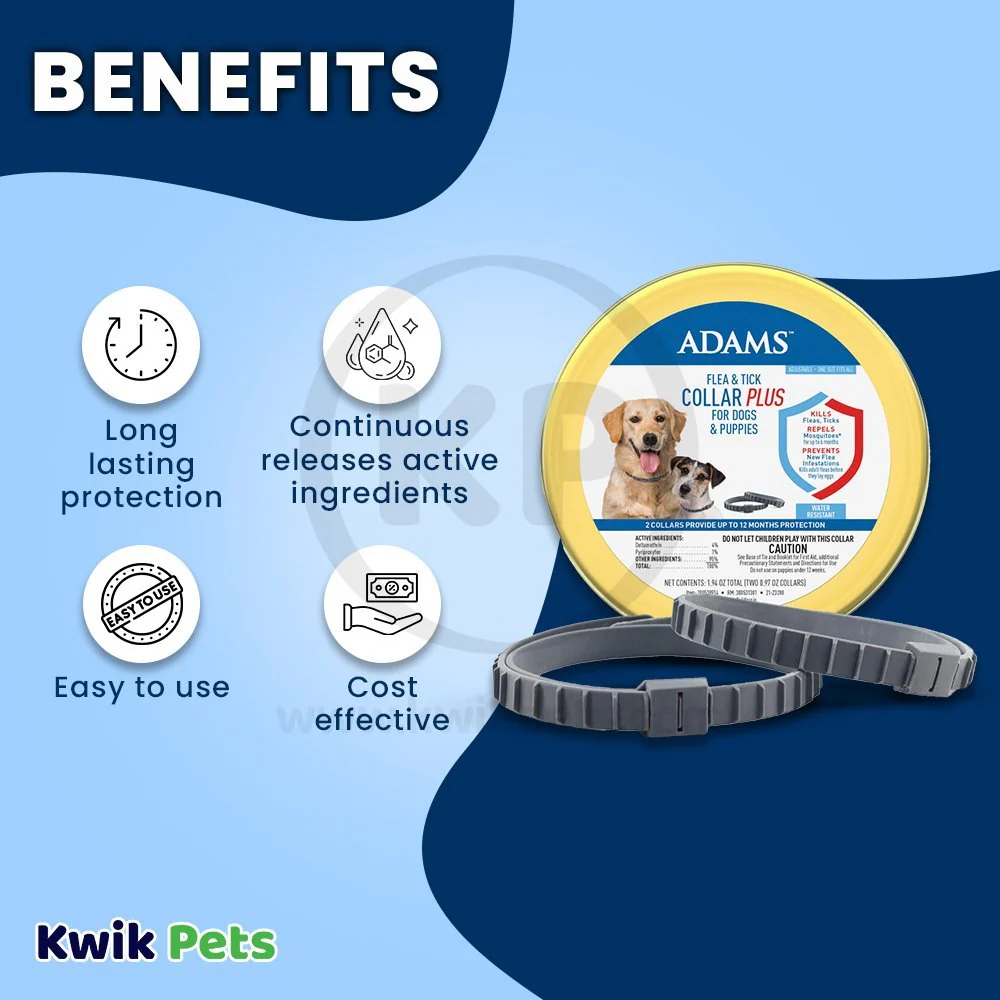 Adams Flea & Tick Collar Plus for Dogs & Puppies 2 Count - Image 3