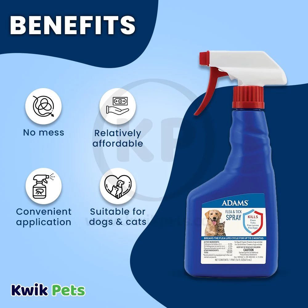 Adams Flea & Tick Spray for Dogs & Cats 16-oz - Image 3