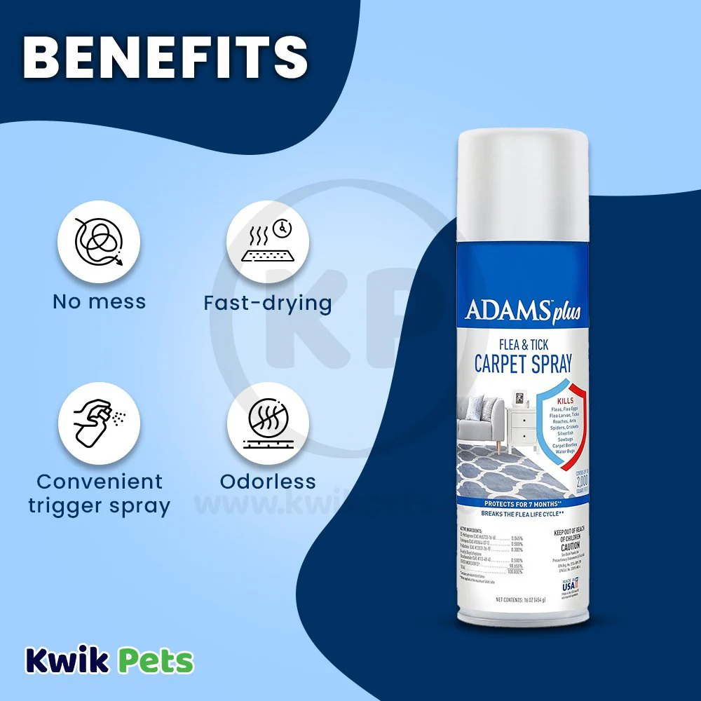 Adams Plus Flea & Tick Carpet Spray for Indoor Use 16-oz - Image 3