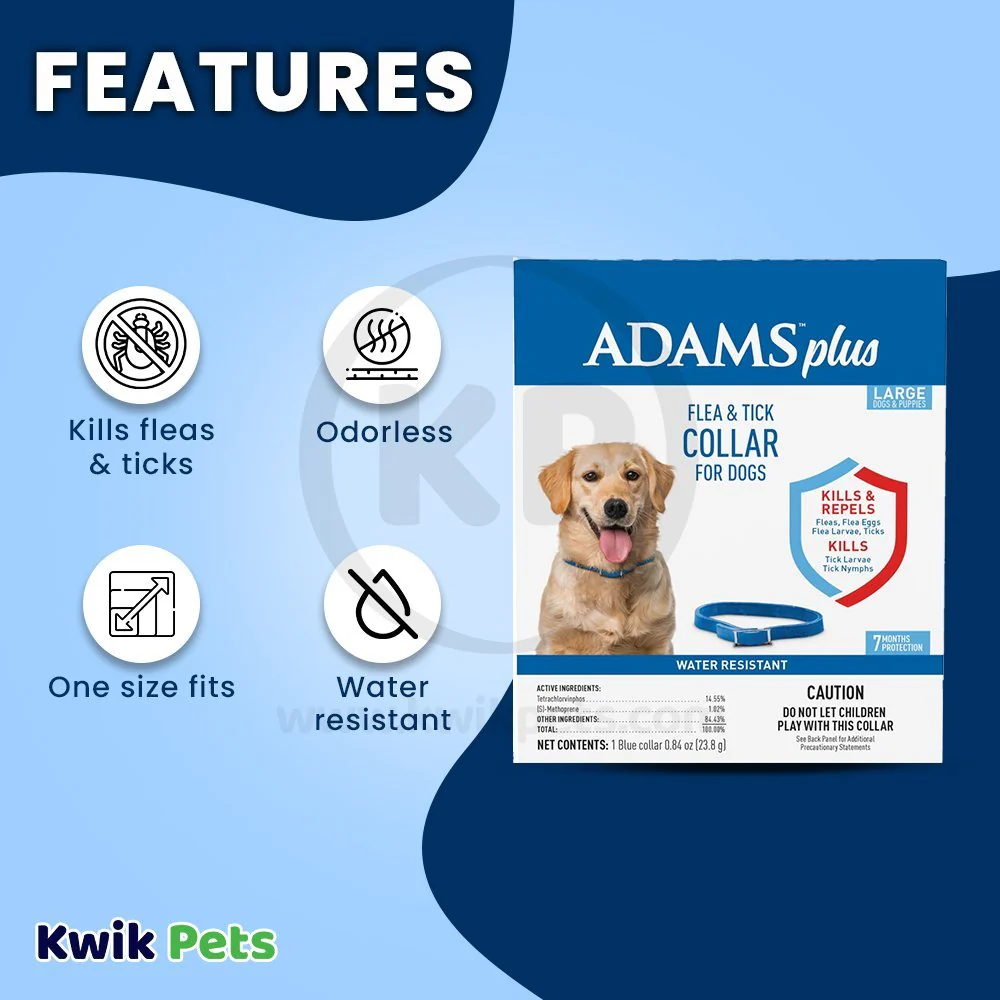 Adams Plus Flea & Tick Blue Collar for Dogs Large - Image 2