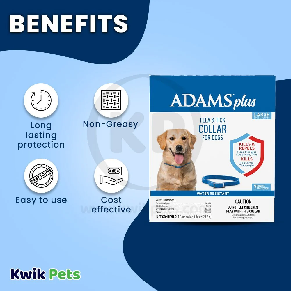 Adams Plus Flea & Tick Blue Collar for Dogs Large - Image 3