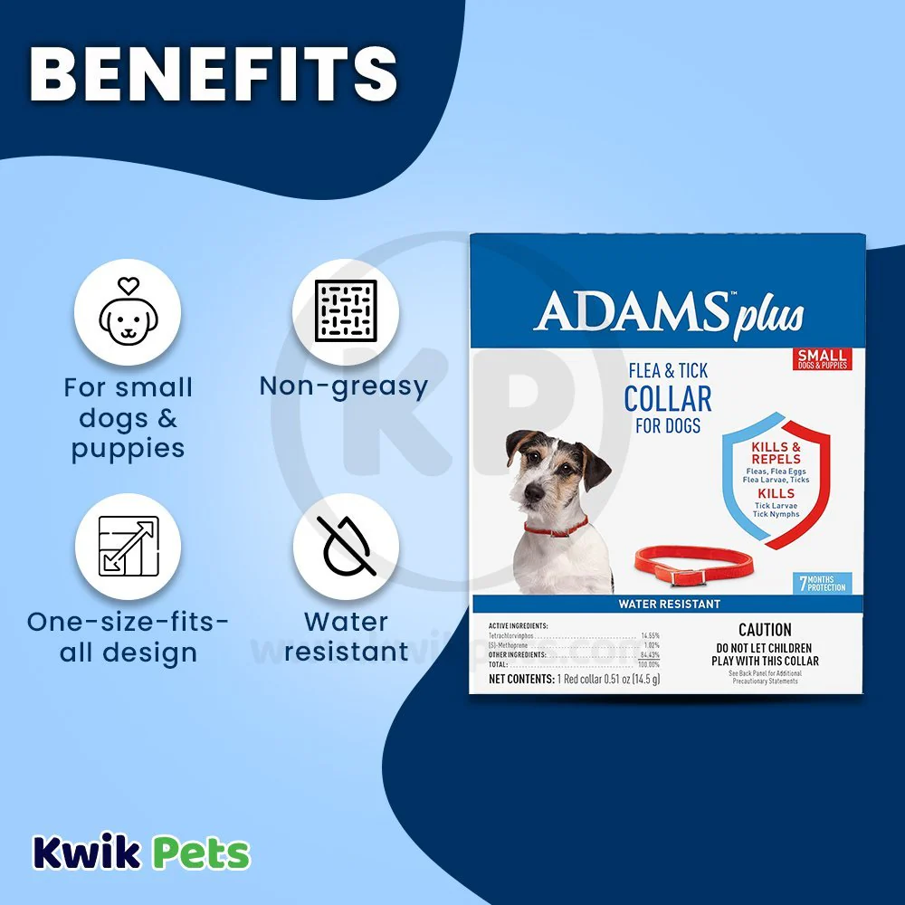 Adams Plus Flea & Tick Red Collar for Dogs Small - Image 3