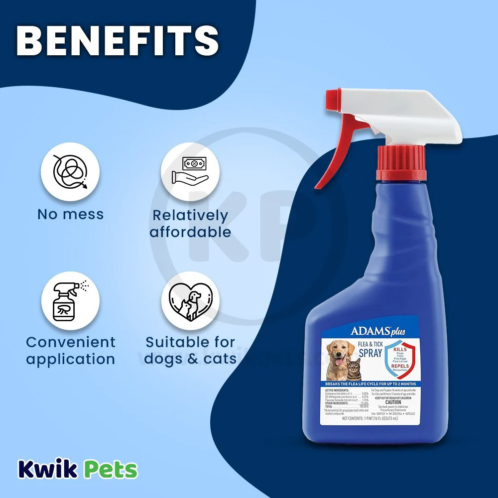 Adams Plus Flea & Tick Spray for Dogs & Cats 16-oz - Image 3