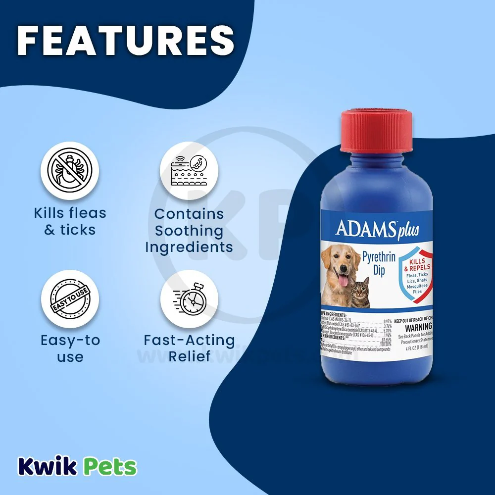 Adams Plus Pyrethrin Dip for Dogs & Cats 4-oz - Image 2