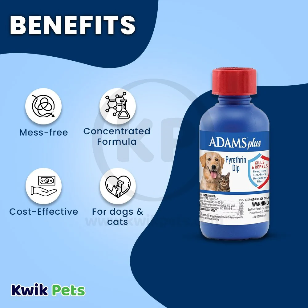Adams Plus Pyrethrin Dip for Dogs & Cats 4-oz - Image 3