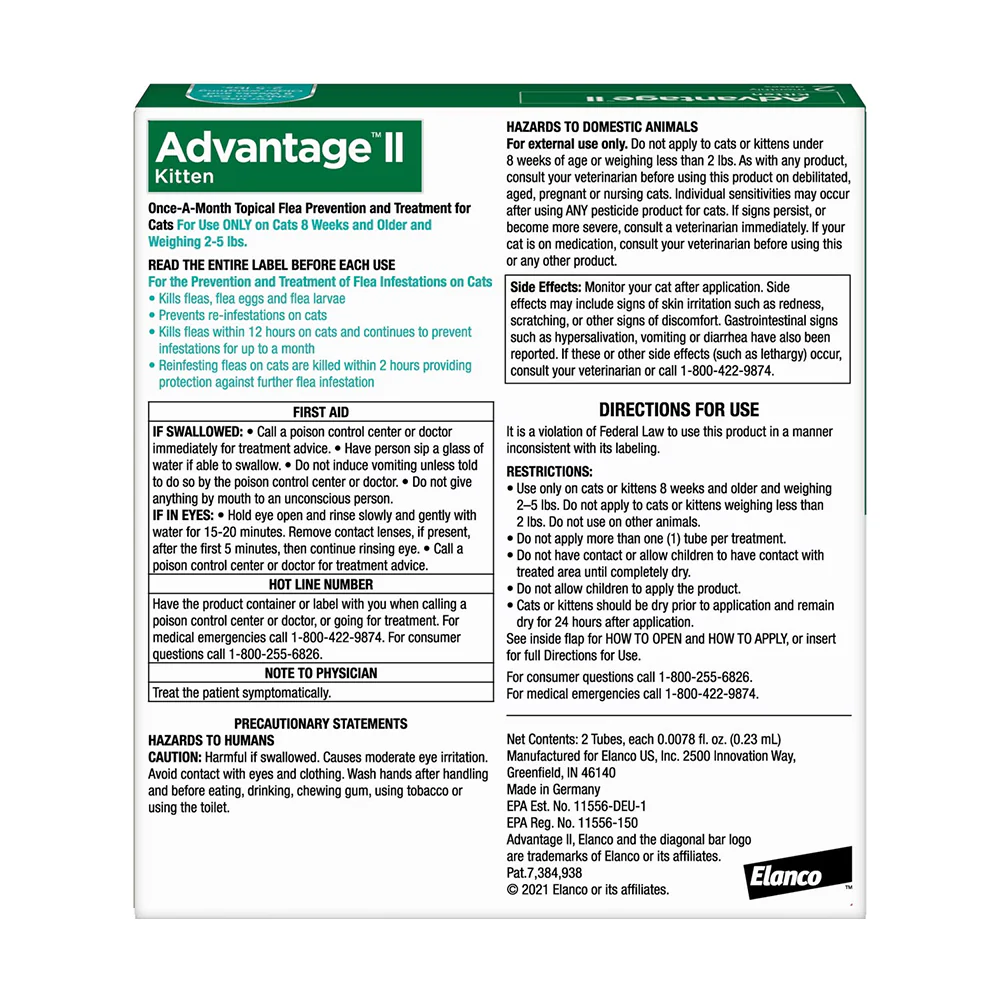 Elanco Advantage II 2-Month Supply Topical Flea Treatment & Prevention for Kittens 2-5 lbs - Image 2