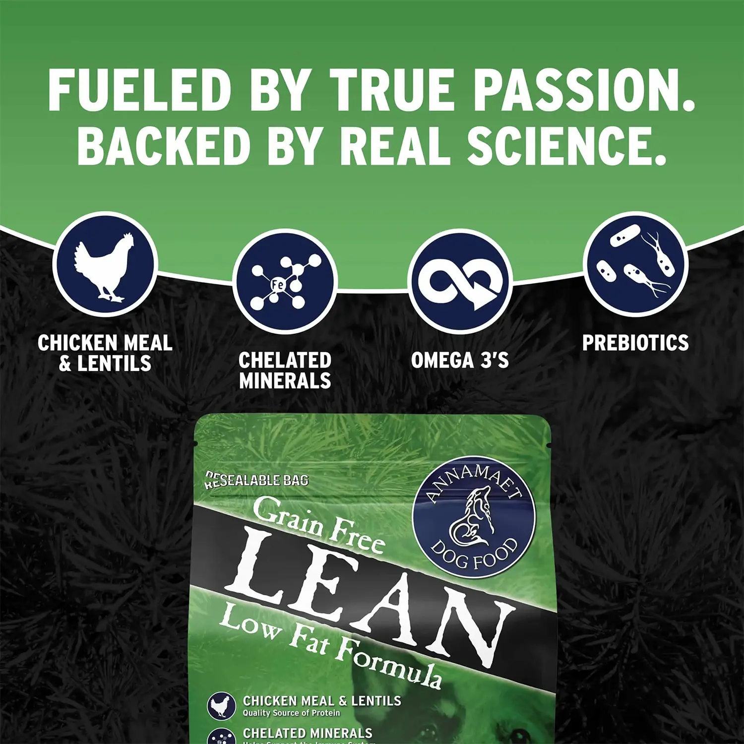 Annamaet Grain-Free Lean Low Fat Formula Dry Dog Food Chicken, Duck & Herring 5-lb - Image 3
