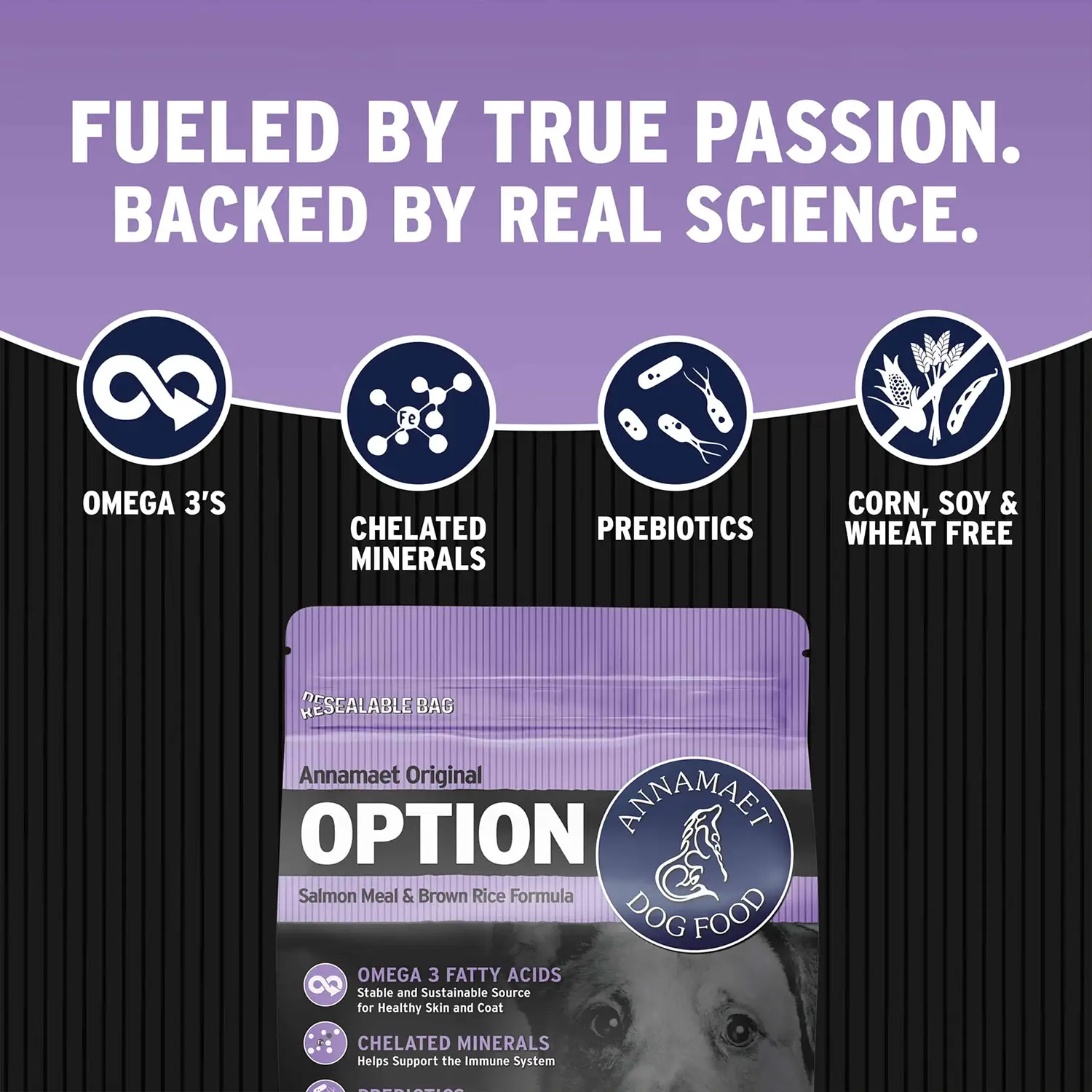 Annamaet Original Option Dry Dog Food Salmon Meal & Brown Rice Formula 5-lb - Image 3
