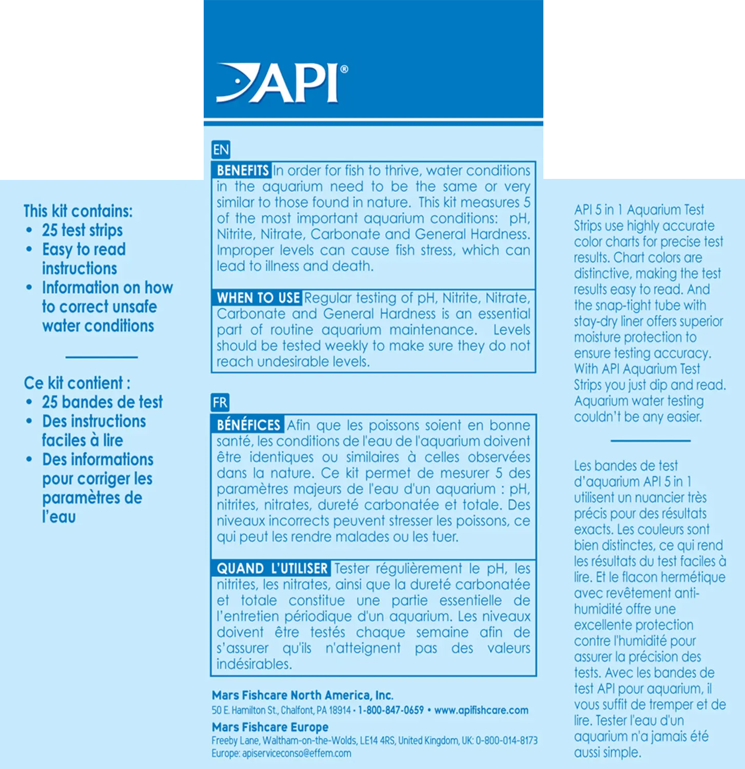 API 5-in-1 Freshwater Aquarium Test Strip 25 Count - Image 2