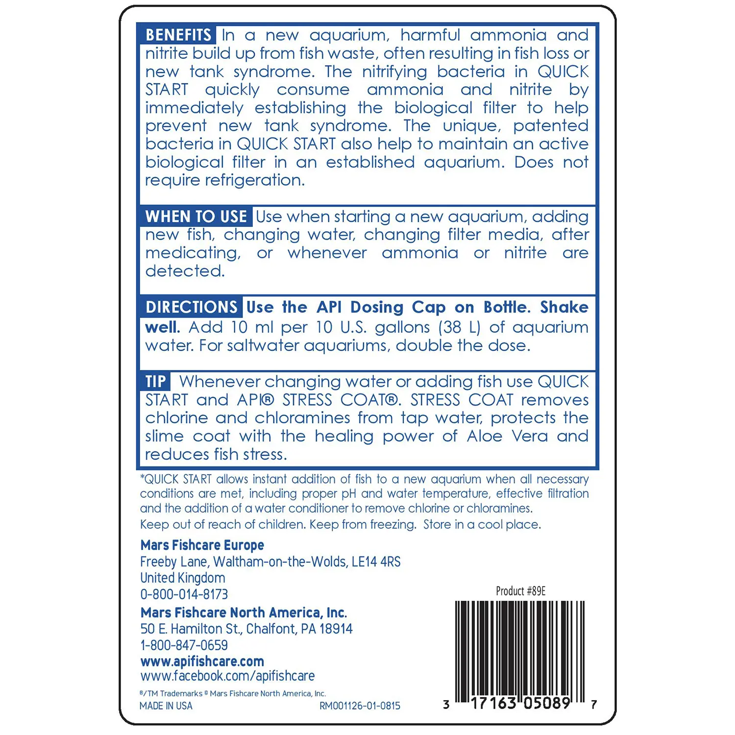 API Quick Start Aquarium Water Conditioner 16-oz - Image 2