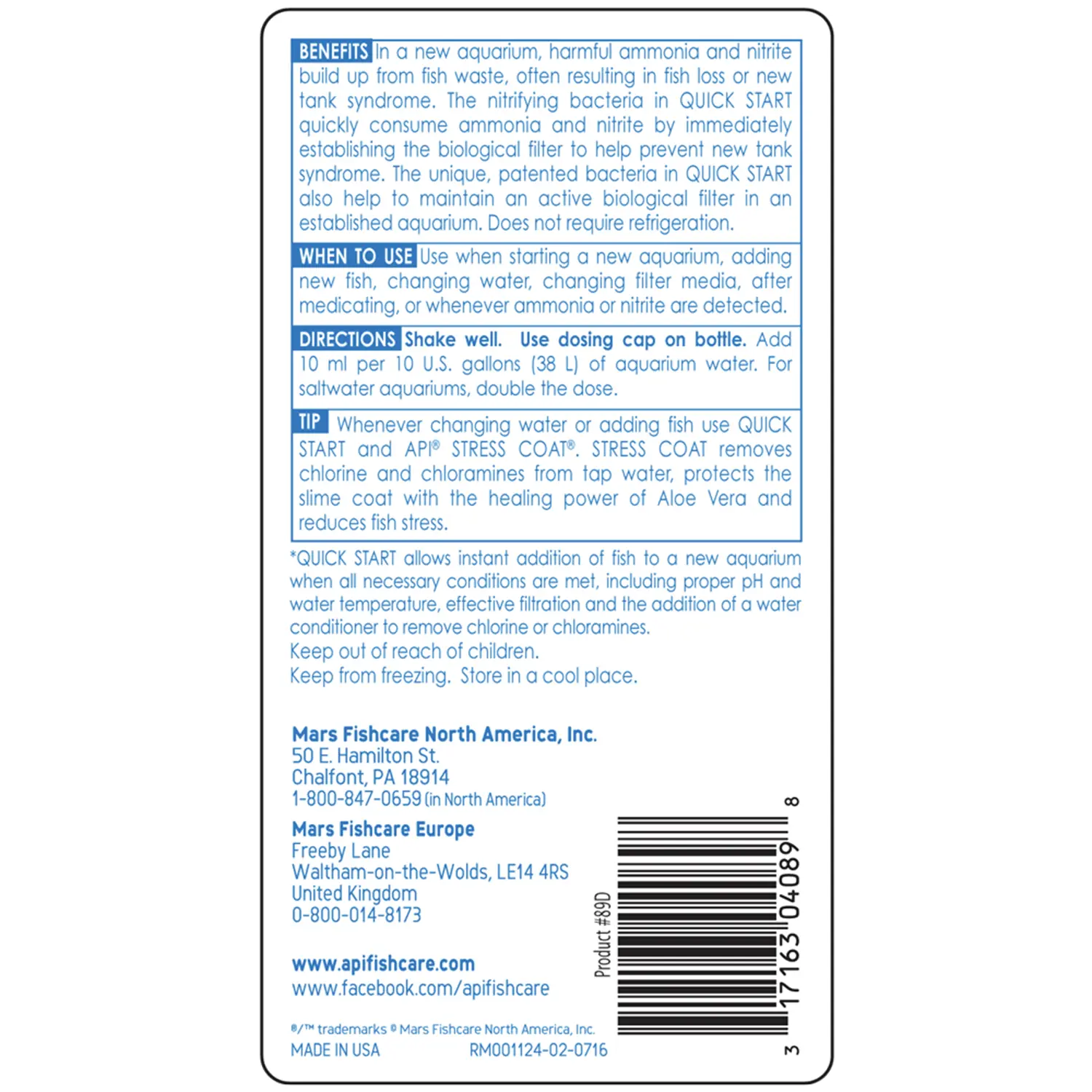 API Quick Start Aquarium Water Conditioner 8-oz - Image 2