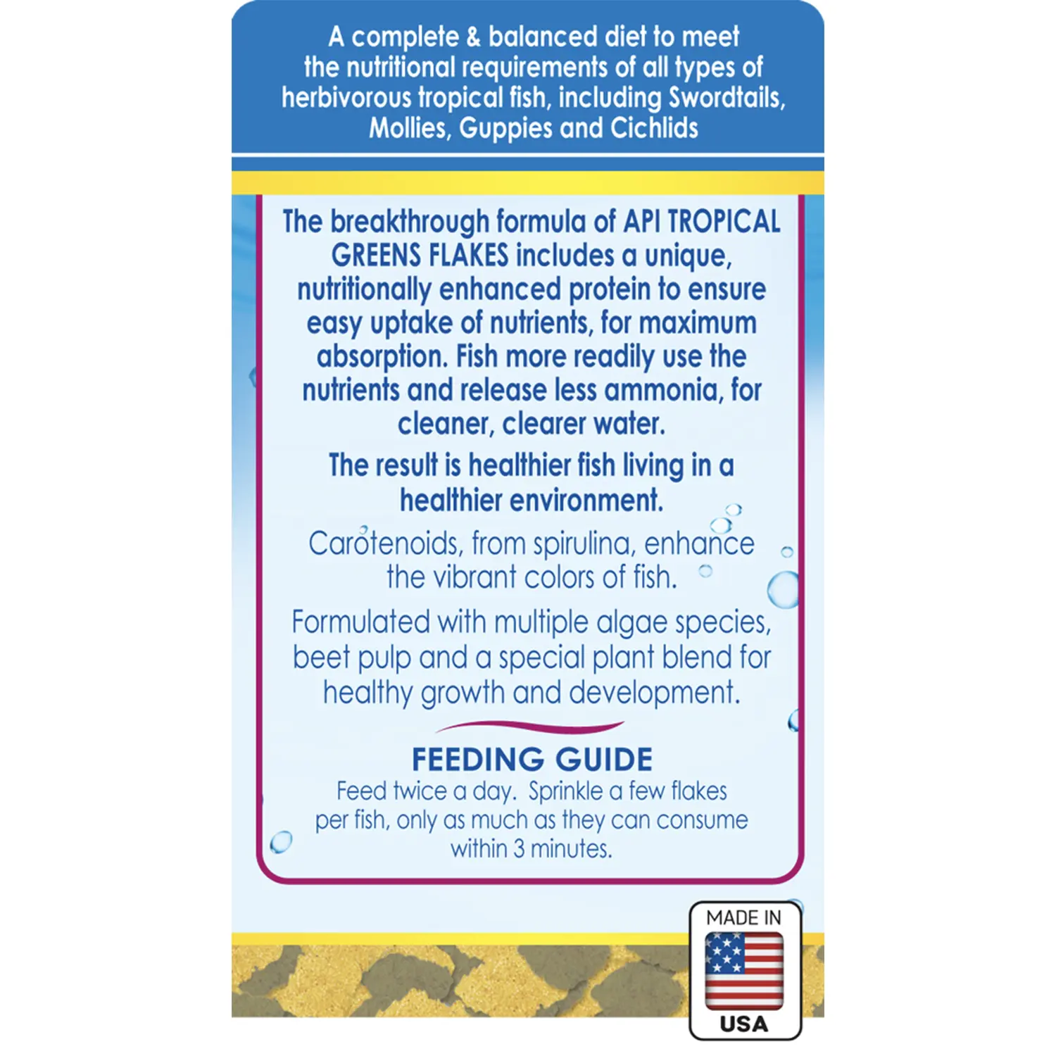 API Tropical Greens Flakes Algae & Plant Eating Fish Food 2.1-oz - Image 2