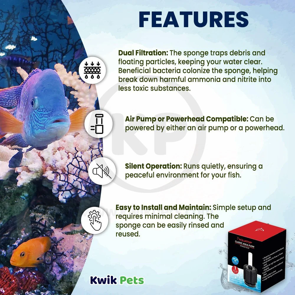 Aquatop Classic Aqua Flow CAF-25 Internal Sponge Filter - Image 2