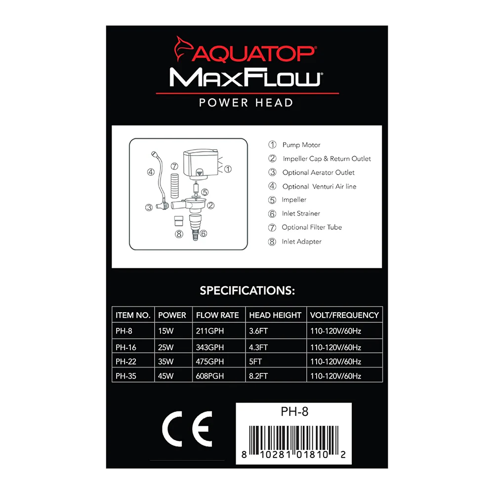 Aquatop MaxFlow PH-8 211 GPH Power Head for Fish Aquariums - Image 2