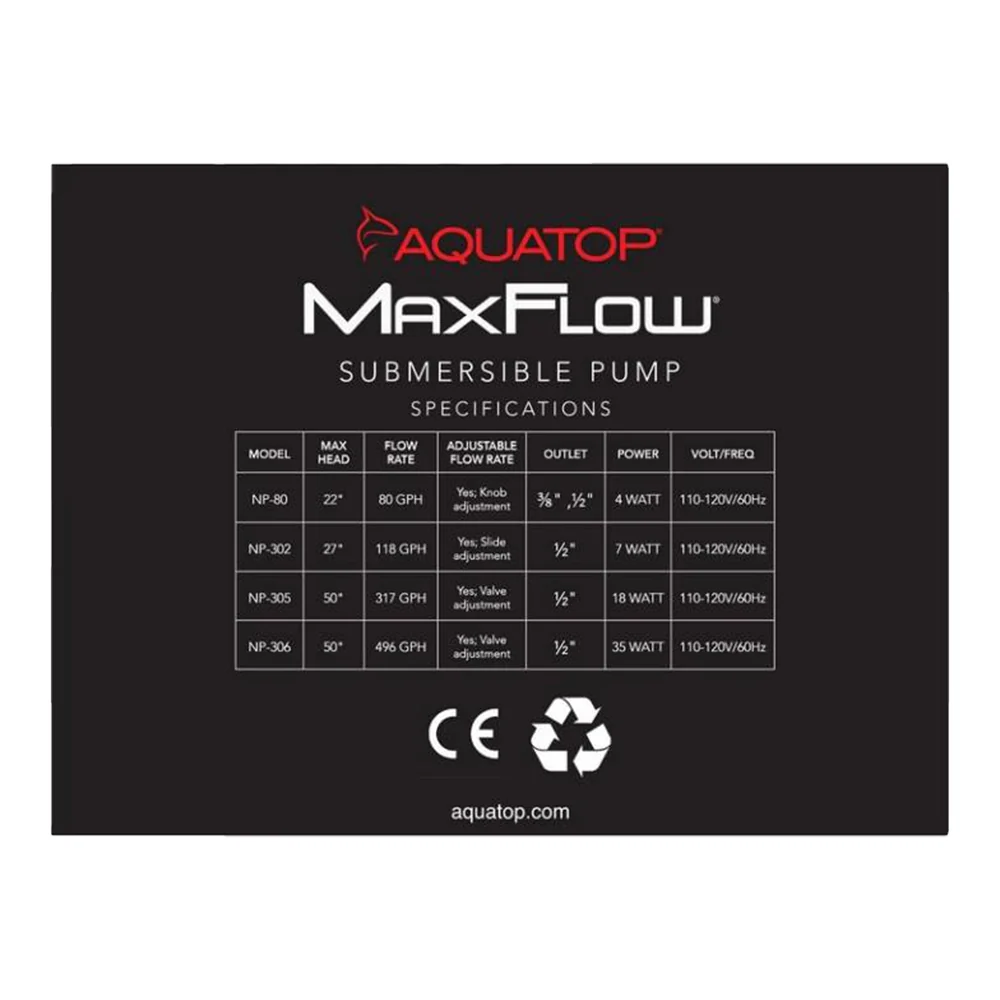 Aquatop NP-80 80 GPH Aquarium Submersible Pump - Image 2
