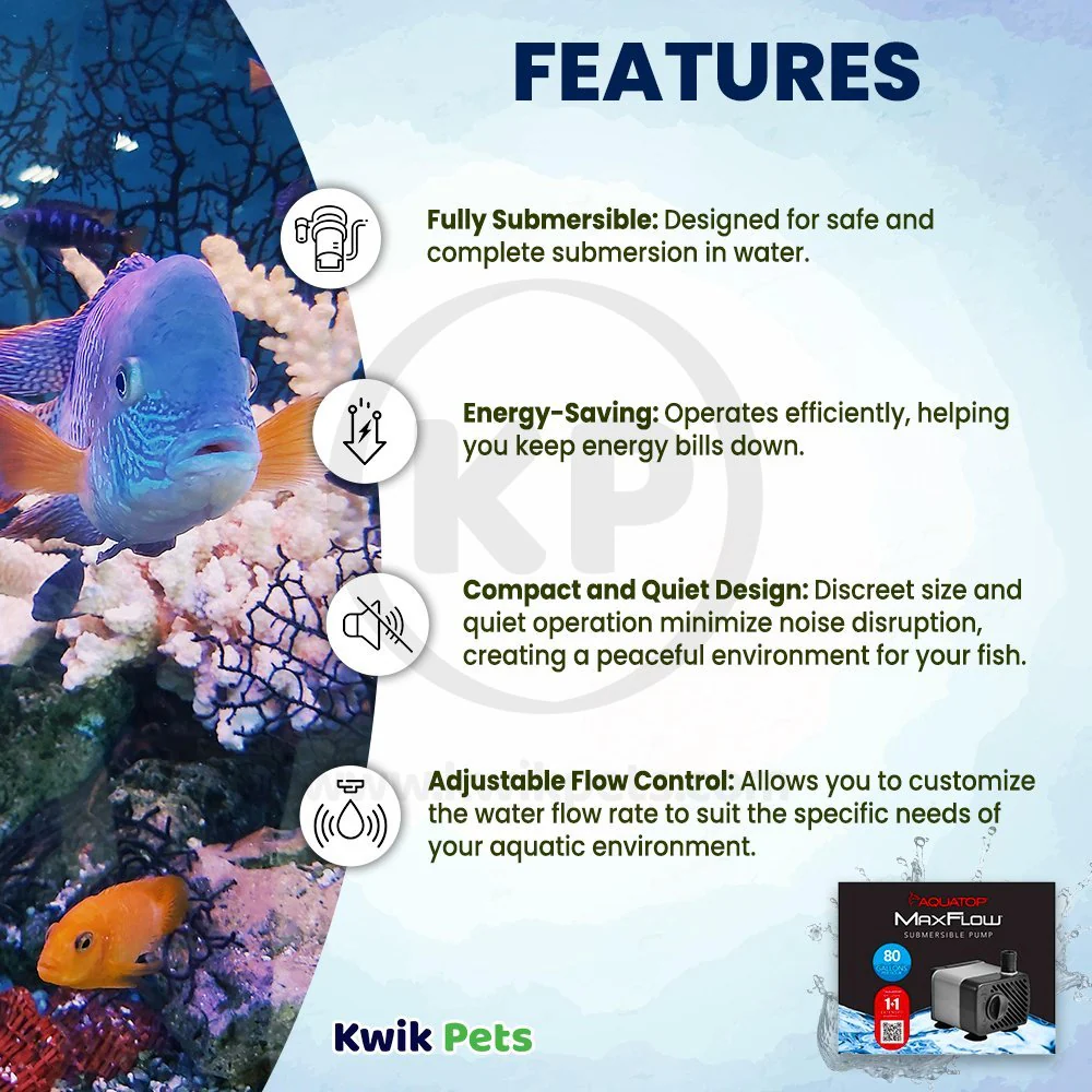 Aquatop NP-80 80 GPH Aquarium Submersible Pump - Image 3