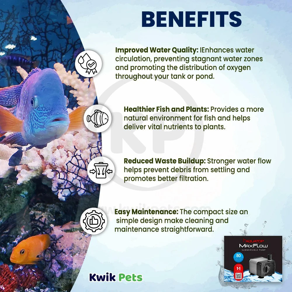 Aquatop NP-80 80 GPH Aquarium Submersible Pump - Image 4