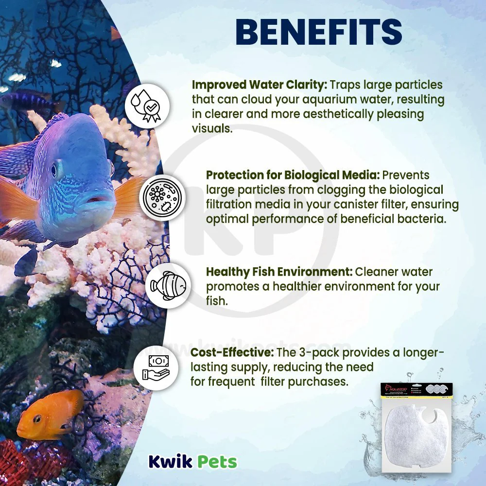 Aquatop CF‑500UV Fine White Replacement Filter Pad for Fish Aquariums 3 Count - Image 3
