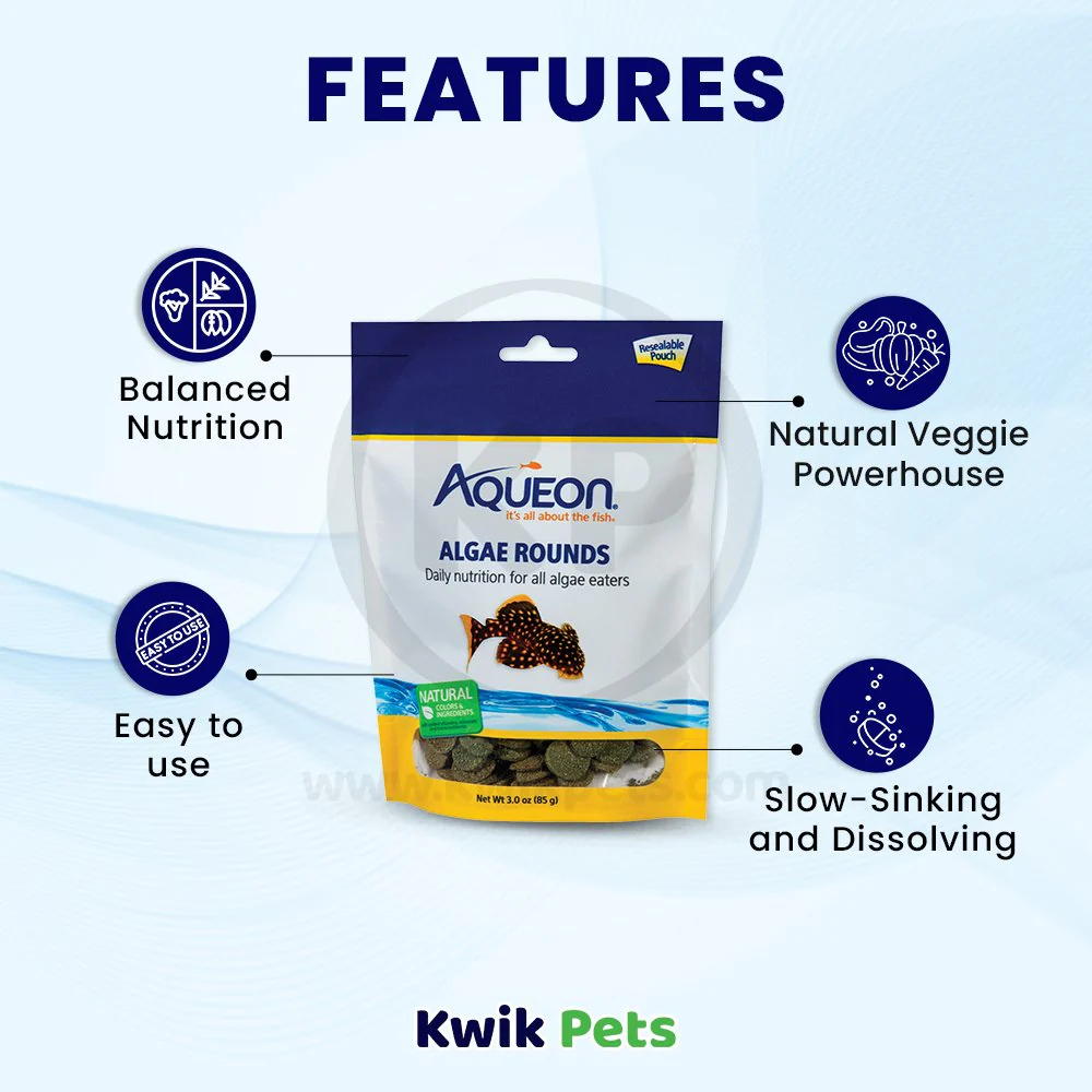 Aqueon Algae Rounds Bottom Feeder Fish Food 3-oz - Image 2