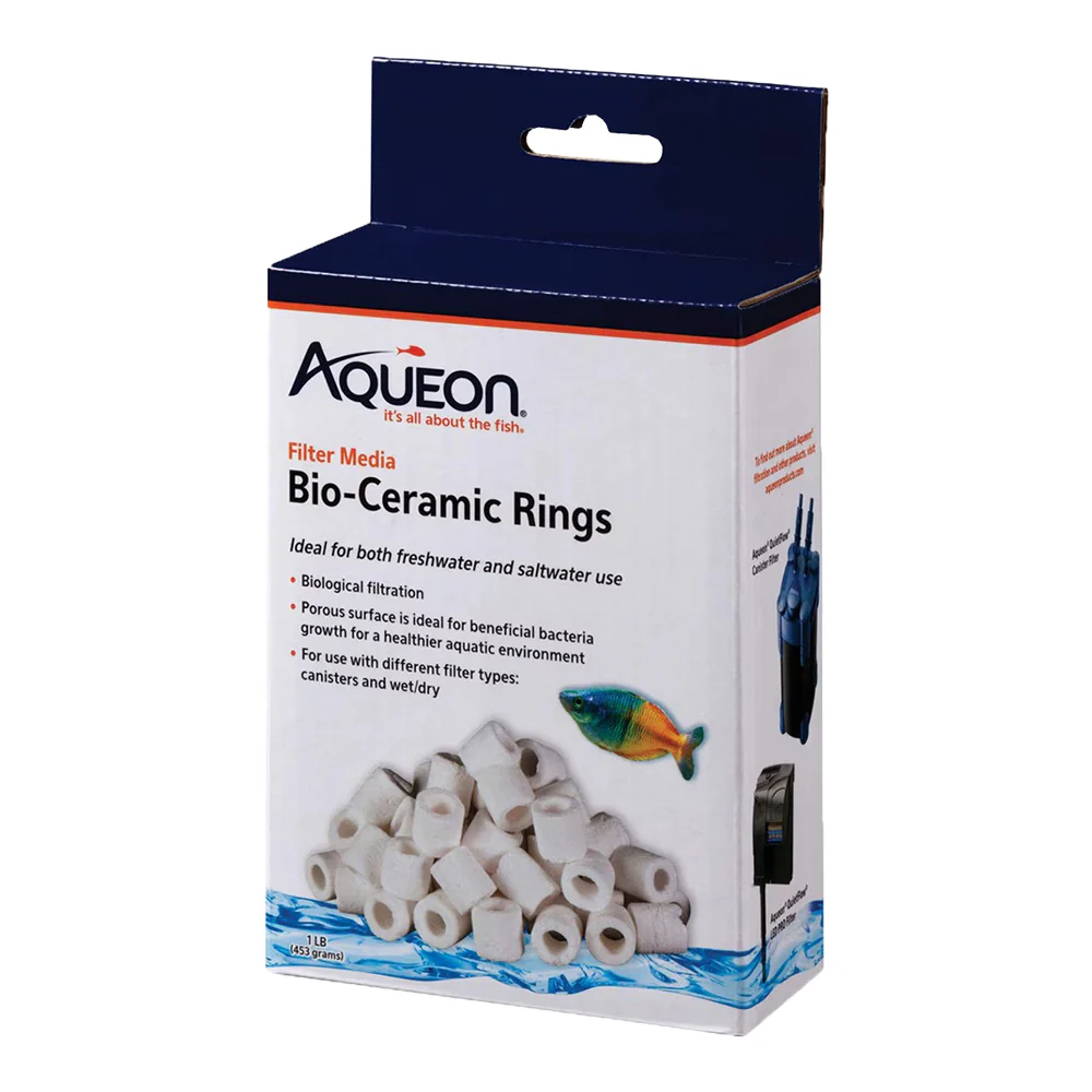 Aqueon Filter Media Bio-Ceramic Rings For Salt & Freshwater Aquarium 1-lb