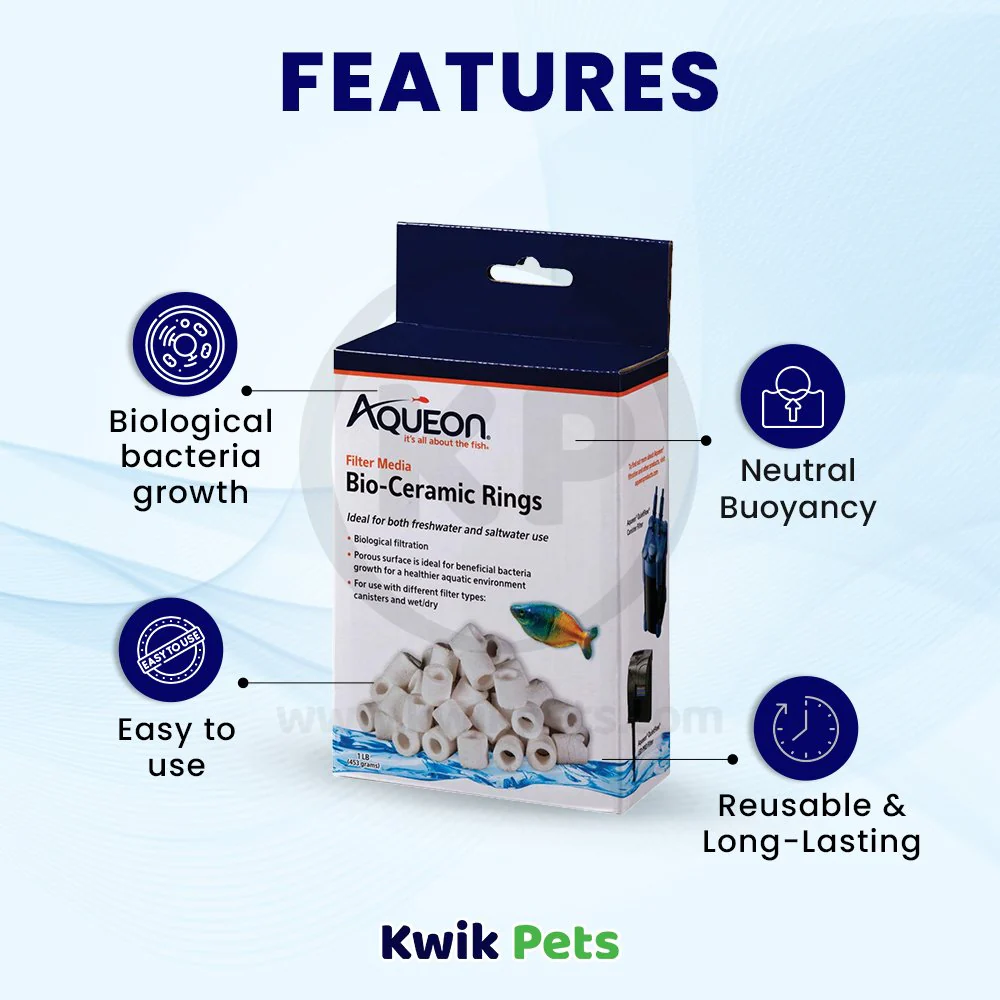 Aqueon Filter Media Bio-Ceramic Rings For Salt & Freshwater Aquarium 1-lb - Image 2
