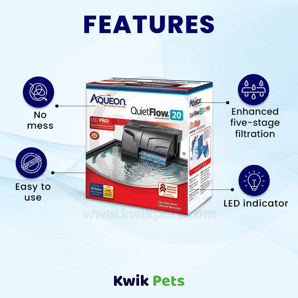 Aqueon QuietFlow LED PRO Aquarium Power Filter Size 10 - Image 2