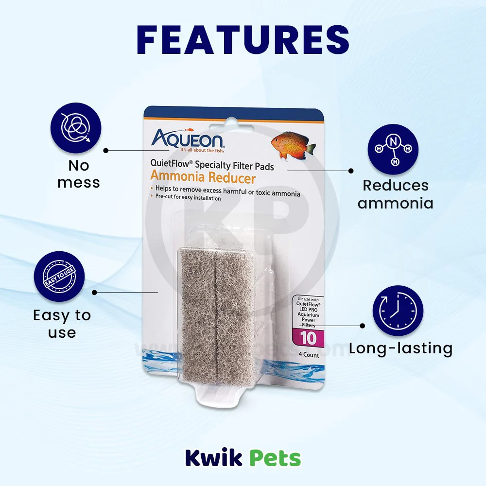 Aqueon QuietFlow Ammonia Reducer Filter Media Pads for Aquarium Size 10 4 Count - Image 3