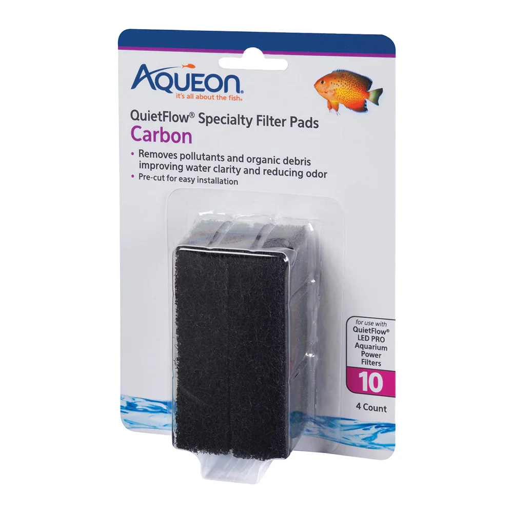 Aqueon QuietFlow Carbon Filter Media Pads for Aquarium Size 10 4 Count