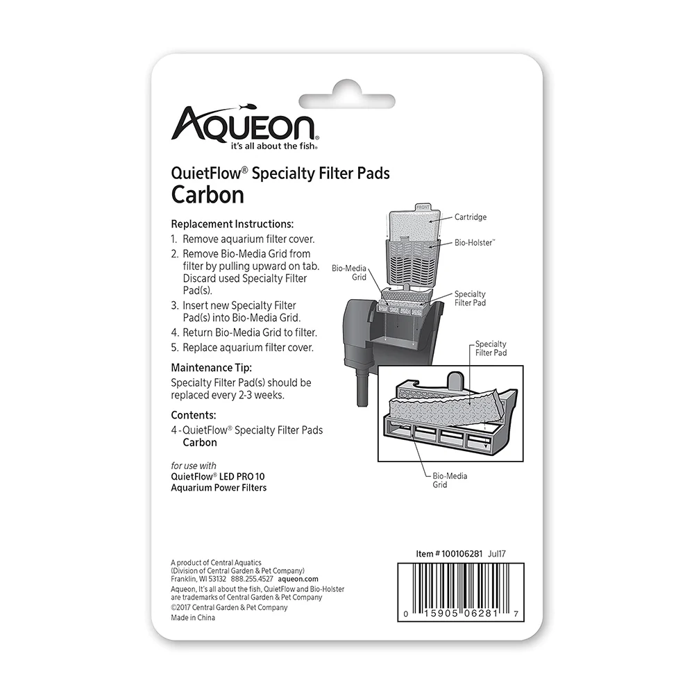 Aqueon QuietFlow Carbon Filter Media Pads for Aquarium Size 10 4 Count - Image 2