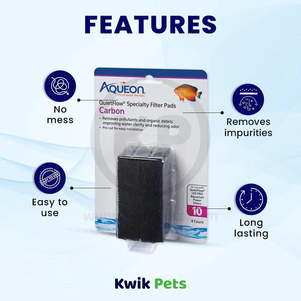 Aqueon QuietFlow Carbon Filter Media Pads for Aquarium Size 10 4 Count - Image 3