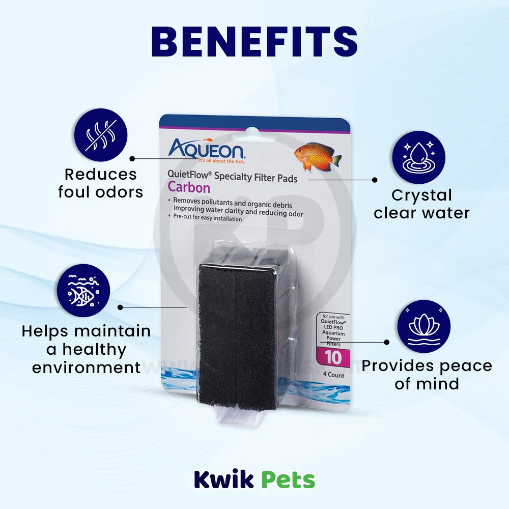 Aqueon QuietFlow Carbon Filter Media Pads for Aquarium Size 10 4 Count - Image 4