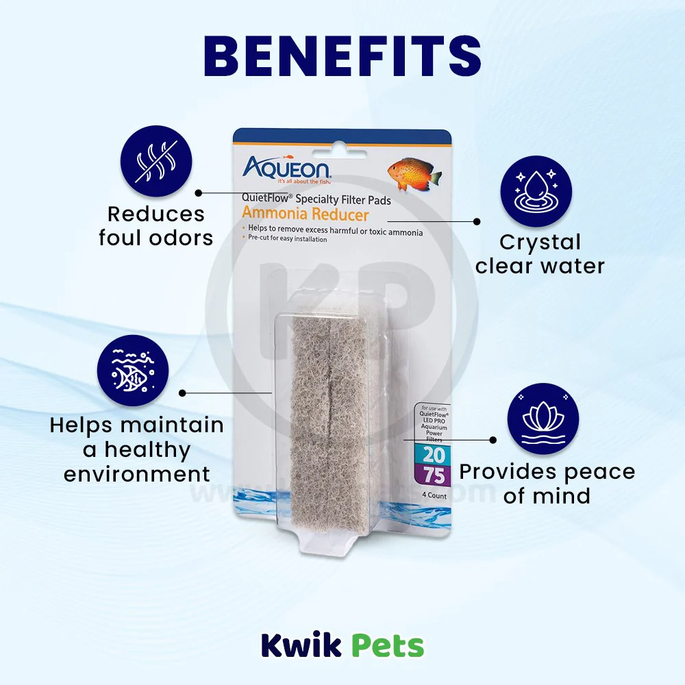 Aqueon QuietFlow Ammonia Reducer Filter Media Pads for Aquarium Size 20/75 4 Count - Image 4