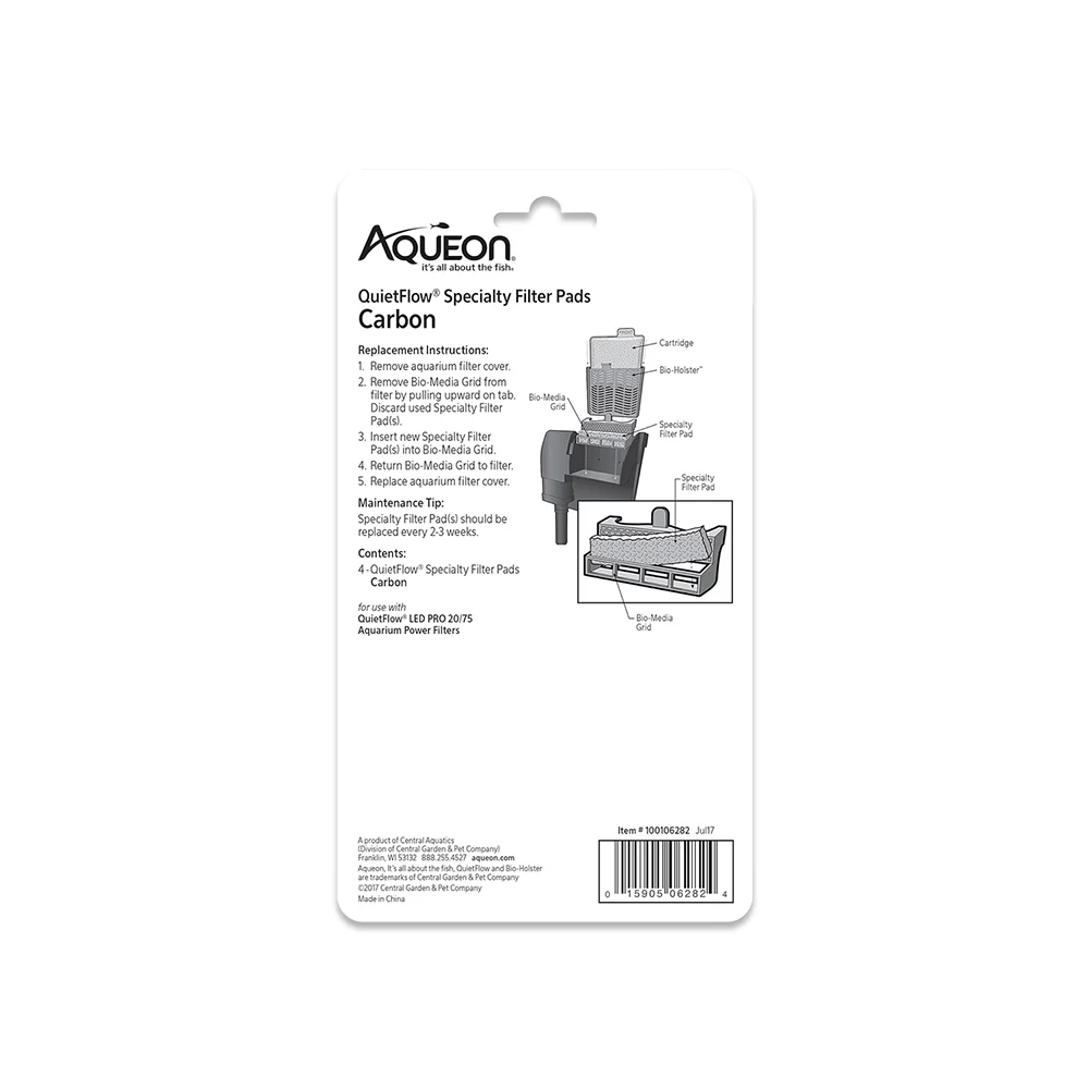 Aqueon QuietFlow Carbon Filter Media Pads for Aquarium Size 20/75 4 Count - Image 2