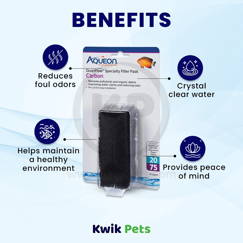 Aqueon QuietFlow Carbon Filter Media Pads for Aquarium Size 20/75 4 Count - Image 4