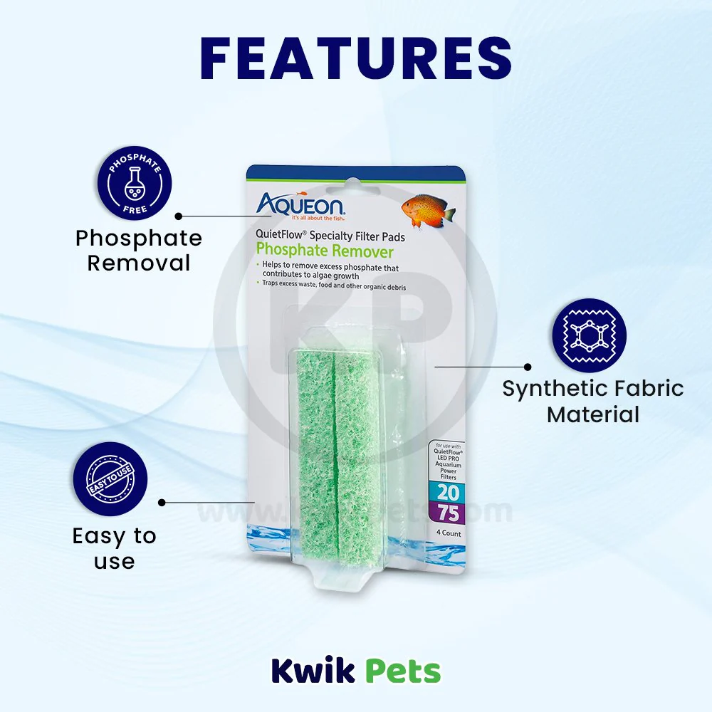 Aqueon QuietFlow Phosphate Remover Filter Media Pads for Aquarium Size 20/75 4 Count - Image 3