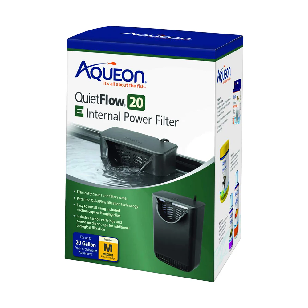 Aqueon QuietFlow 20 E Internal Power Filter for Aquarium Medium 20-gal