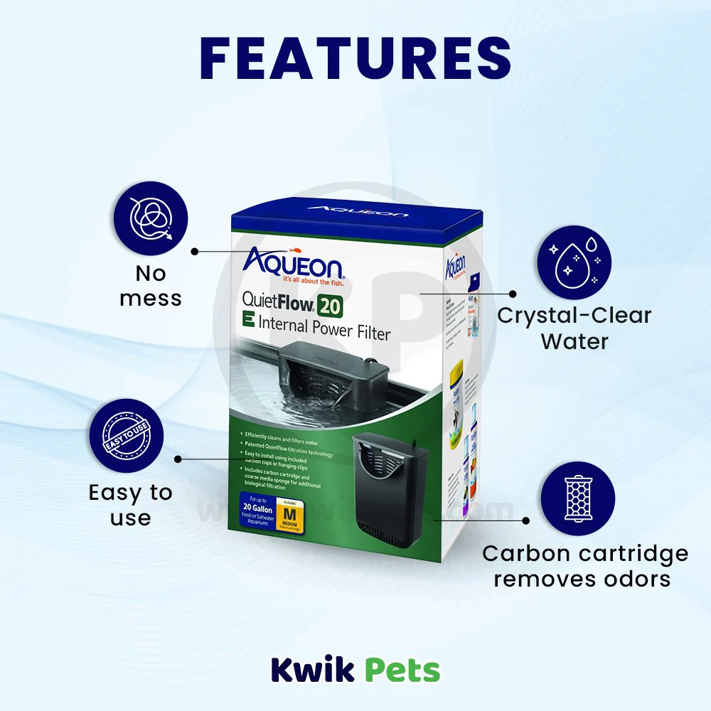 Aqueon QuietFlow 20 E Internal Power Filter for Aquarium Medium 20-gal - Image 2