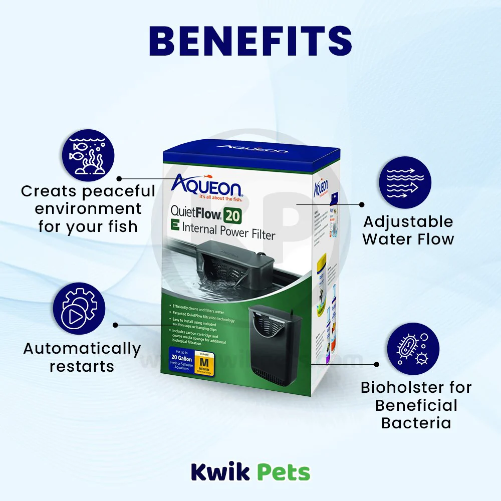 Aqueon QuietFlow 20 E Internal Power Filter for Aquarium Medium 20-gal - Image 3