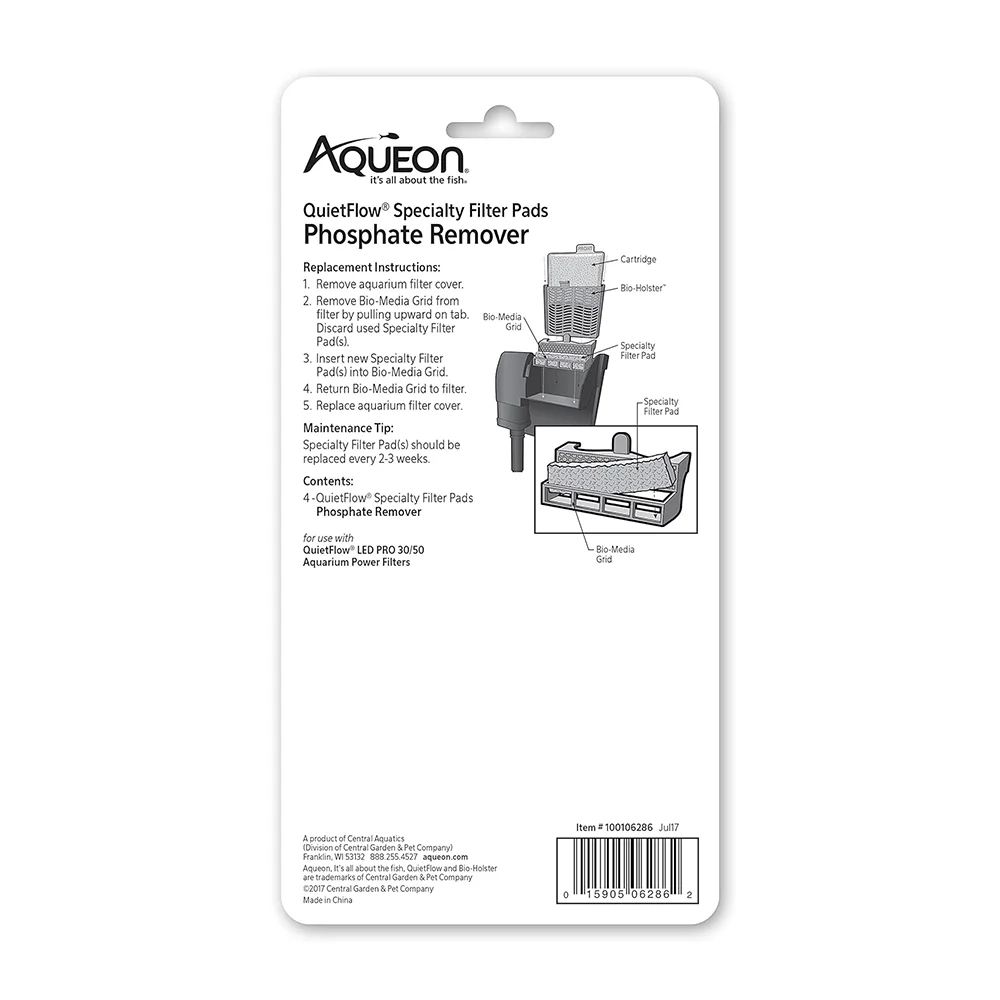 Aqueon QuietFlow Phosphate Remover Filter Media Pads for Aquarium Size 30/50 4 Count - Image 2