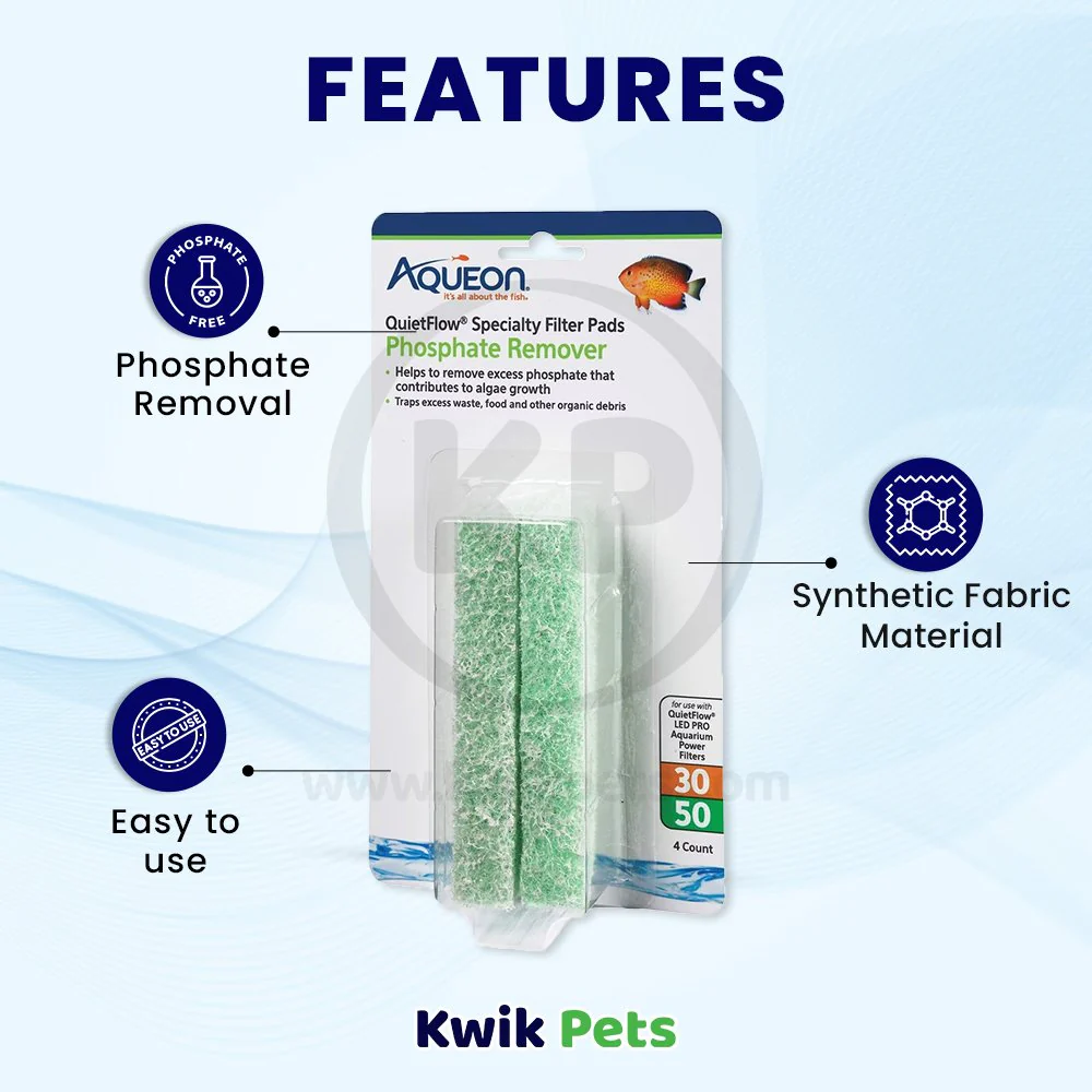 Aqueon QuietFlow Phosphate Remover Filter Media Pads for Aquarium Size 30/50 4 Count - Image 3