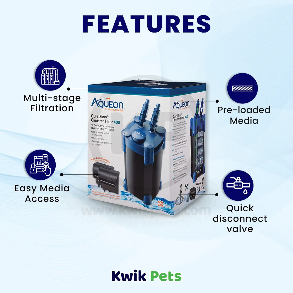 Aqueon QuietFlow Canister Aquarium Filter 400 - Image 2