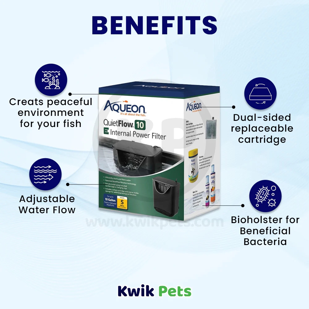 Aqueon QuietFlow E Internal Aquarium Power Filter Small 10-gal - Image 3