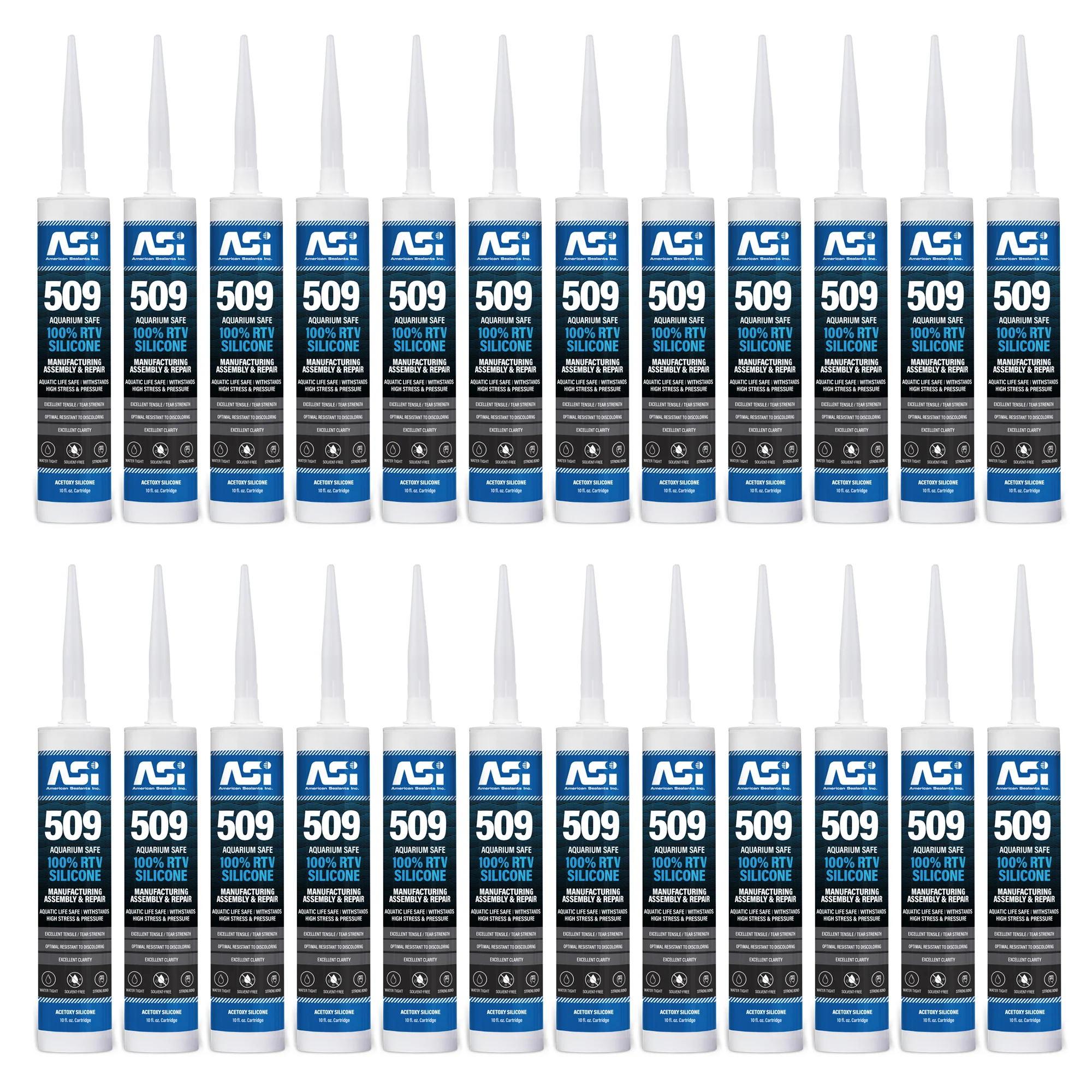 ASI Black Aquarium Silicone Sealant Cartridge 10.2-oz 24 Pack