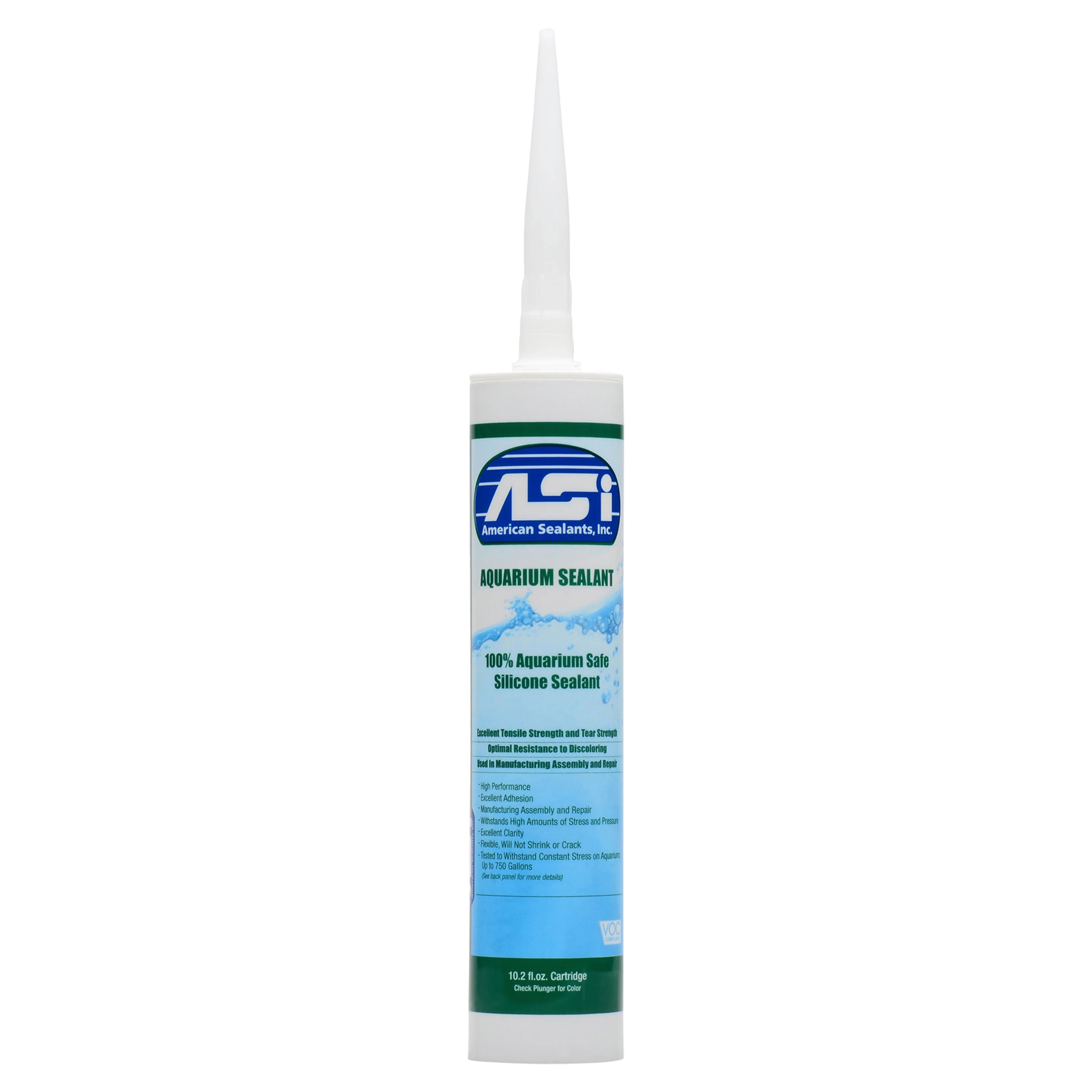 ASI Clear Aquarium Silicone Sealant Cartridge 10.2-oz Pack