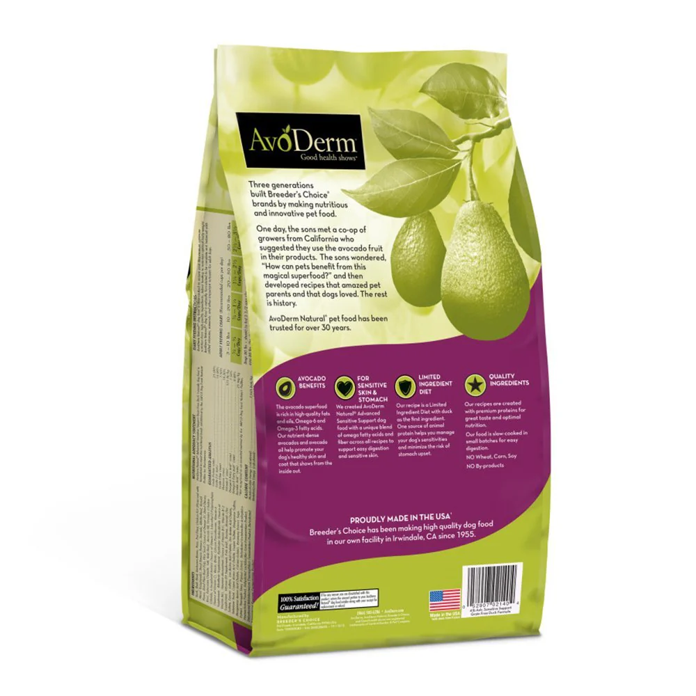 AvoDerm Natural Advanced Sensitive Support Duck Formula Adult Dry Dog Food 4-lb - Image 2
